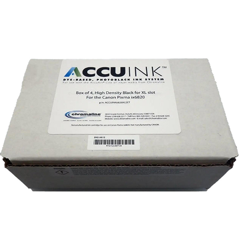 Chromaline AccuInk Canon IX6820 Black Ink, XL Slot (4 cart.)